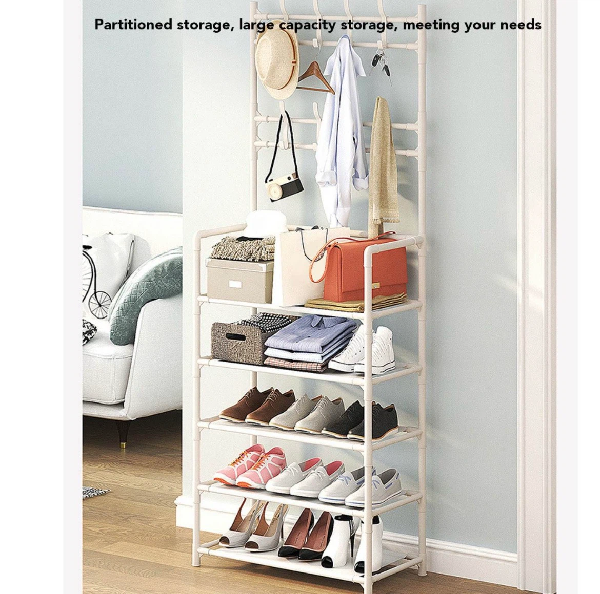 White Coat Rack and Shoe Storage Organizer - photo 4