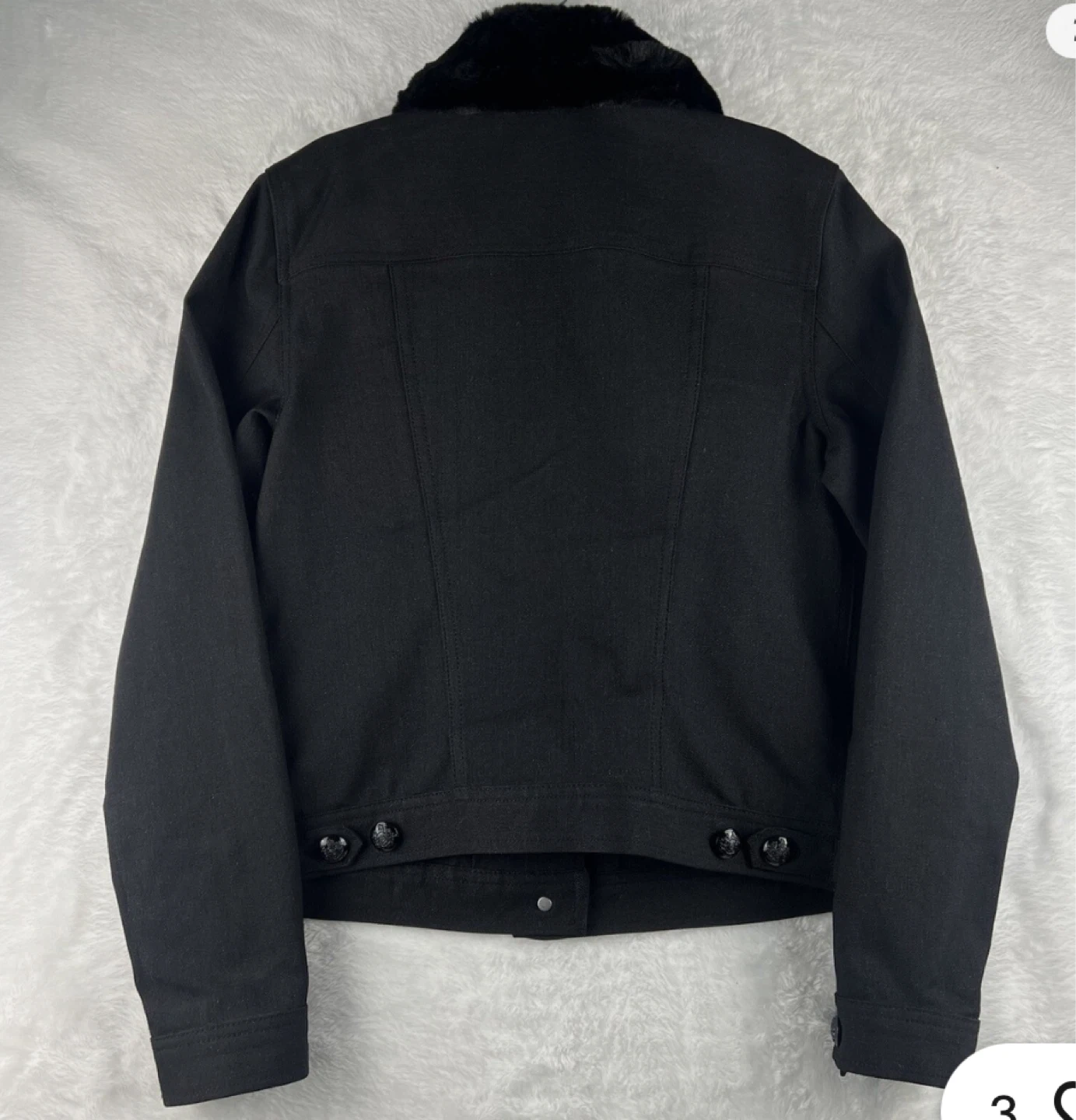 LRL Lauren Jeans Co. Black Denim Jacket with Fur Collar - photo 3