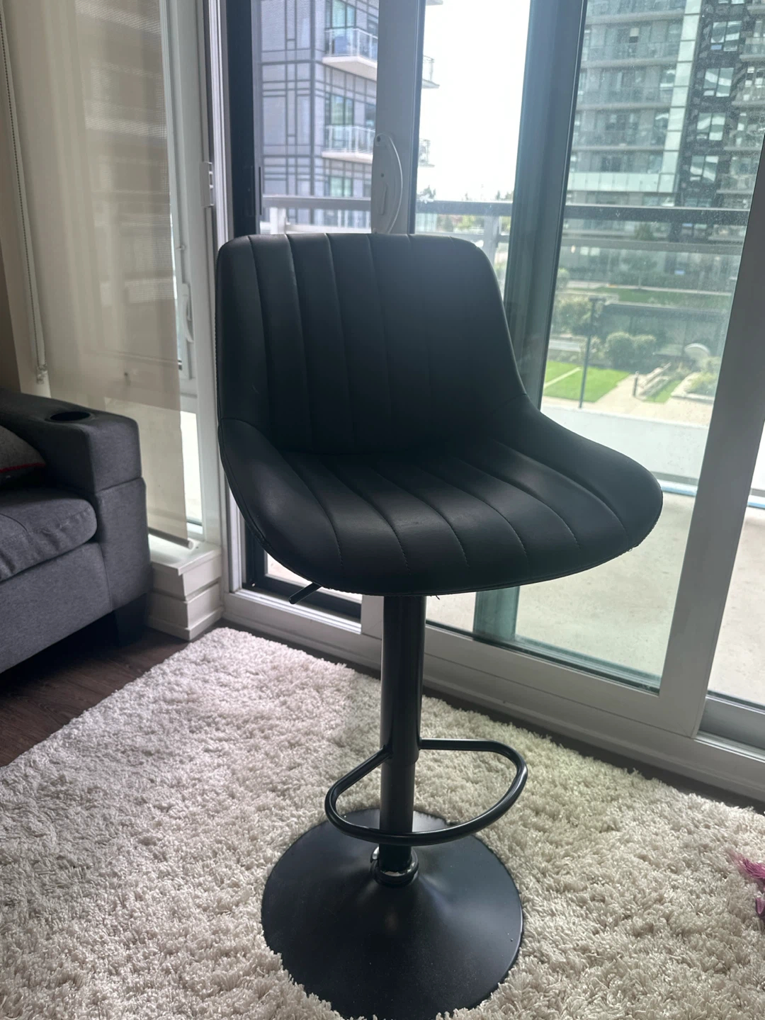 Black Adjustable Bar Stool