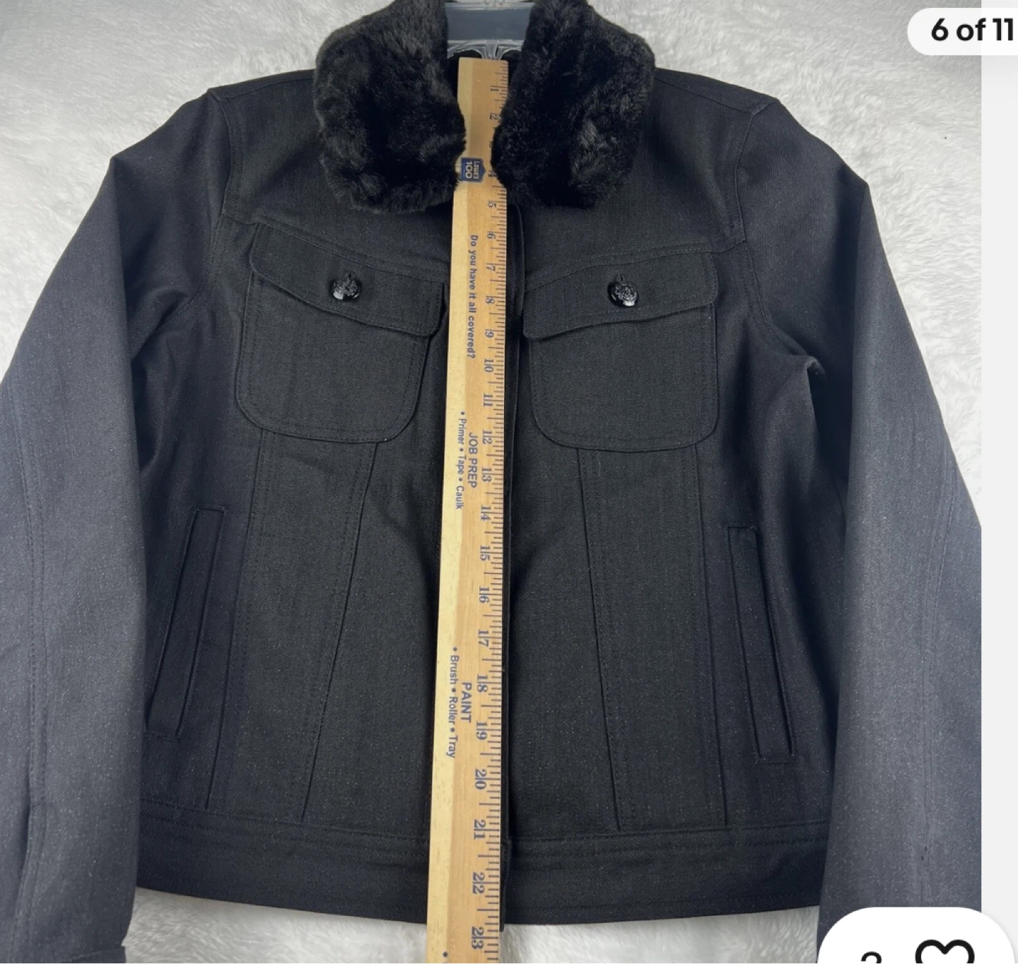 LRL Lauren Jeans Co. Black Denim Jacket with Fur Collar - photo 5
