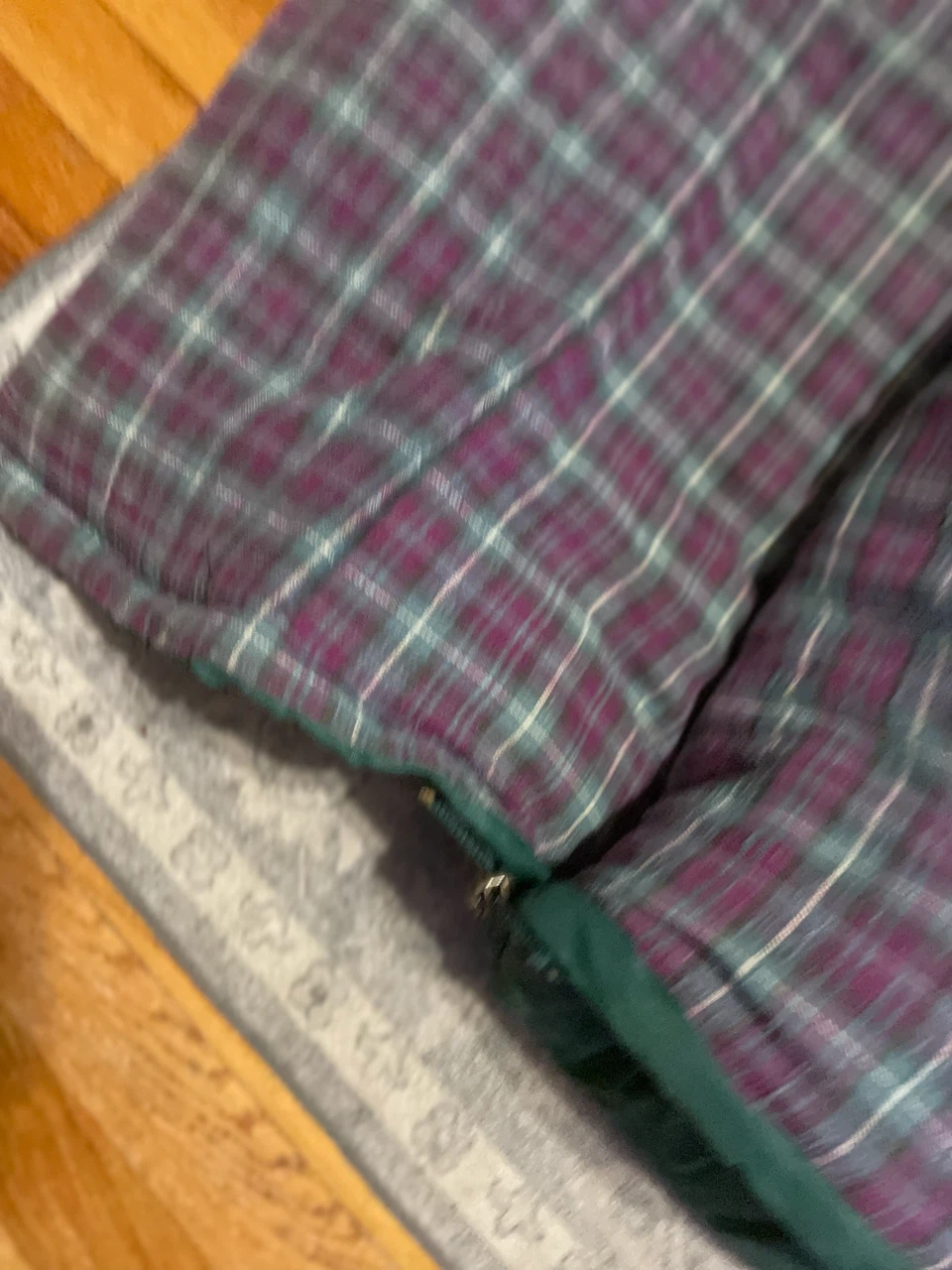 Green Sleeping Bag with Plaid Interior - photo 2