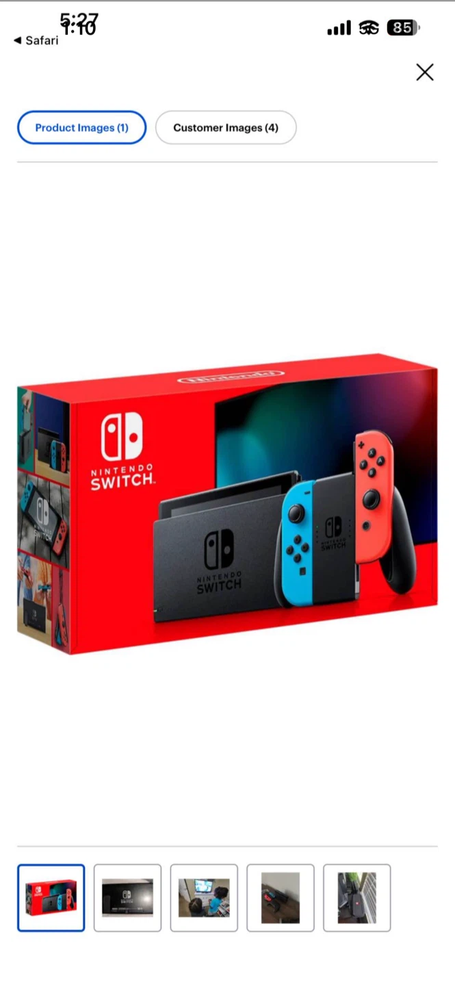 Nintendo Switch Console Neon Blue and Red