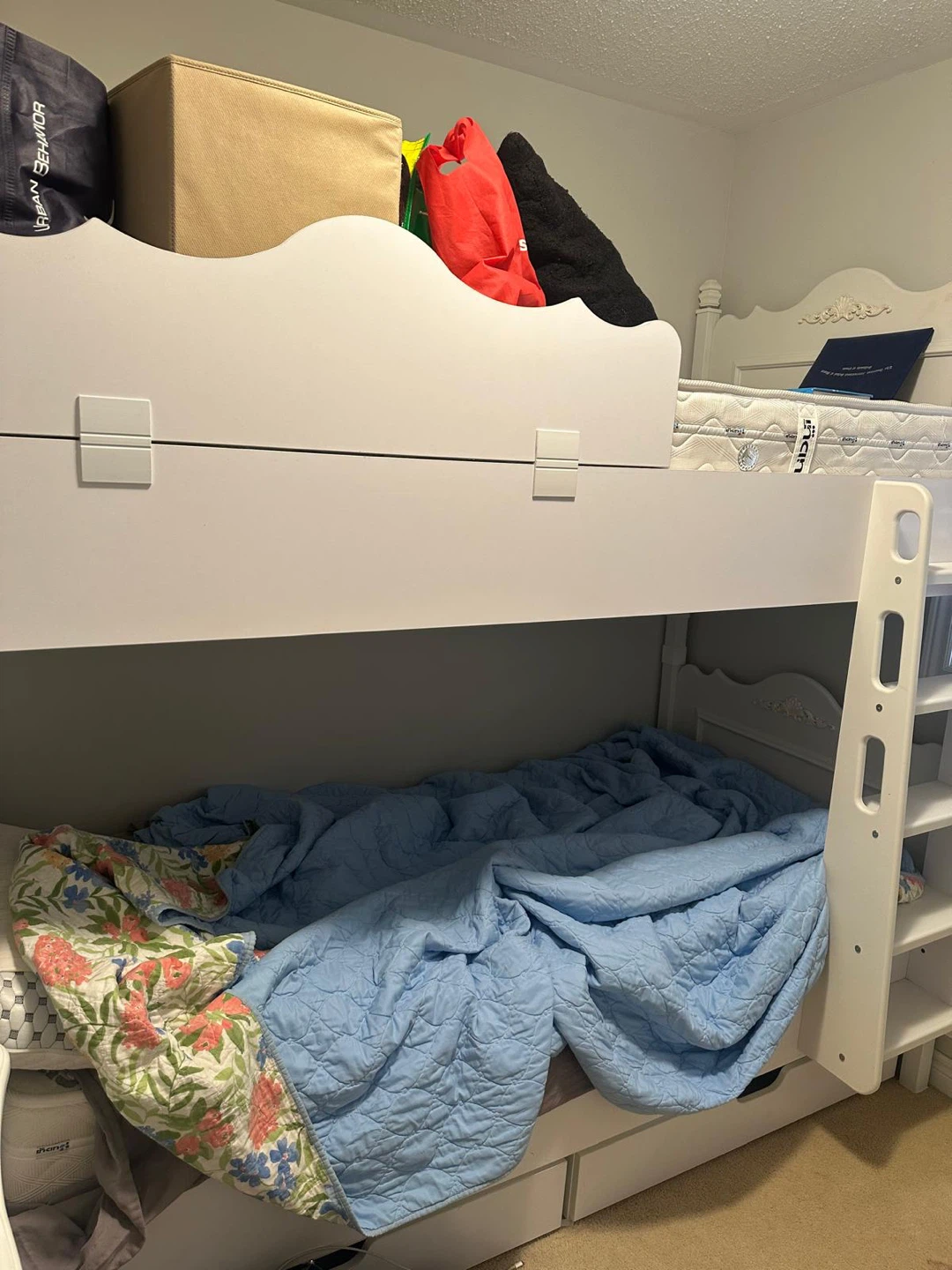 White Wooden Bunk Bed - photo 3