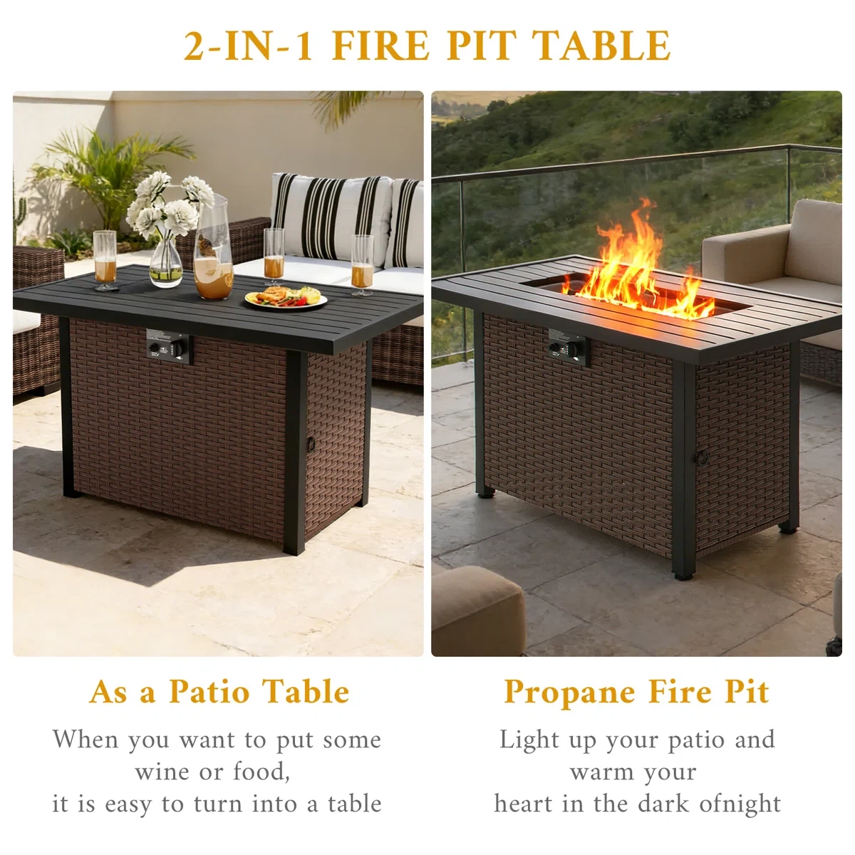 2-in-1 Propane Fire Pit Table - photo 3