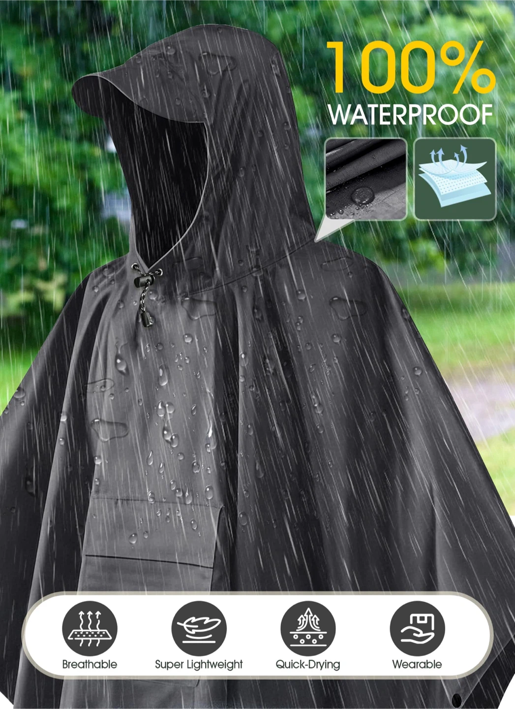Tomshoo 3-in-1 Waterproof Rain Poncho - photo 3