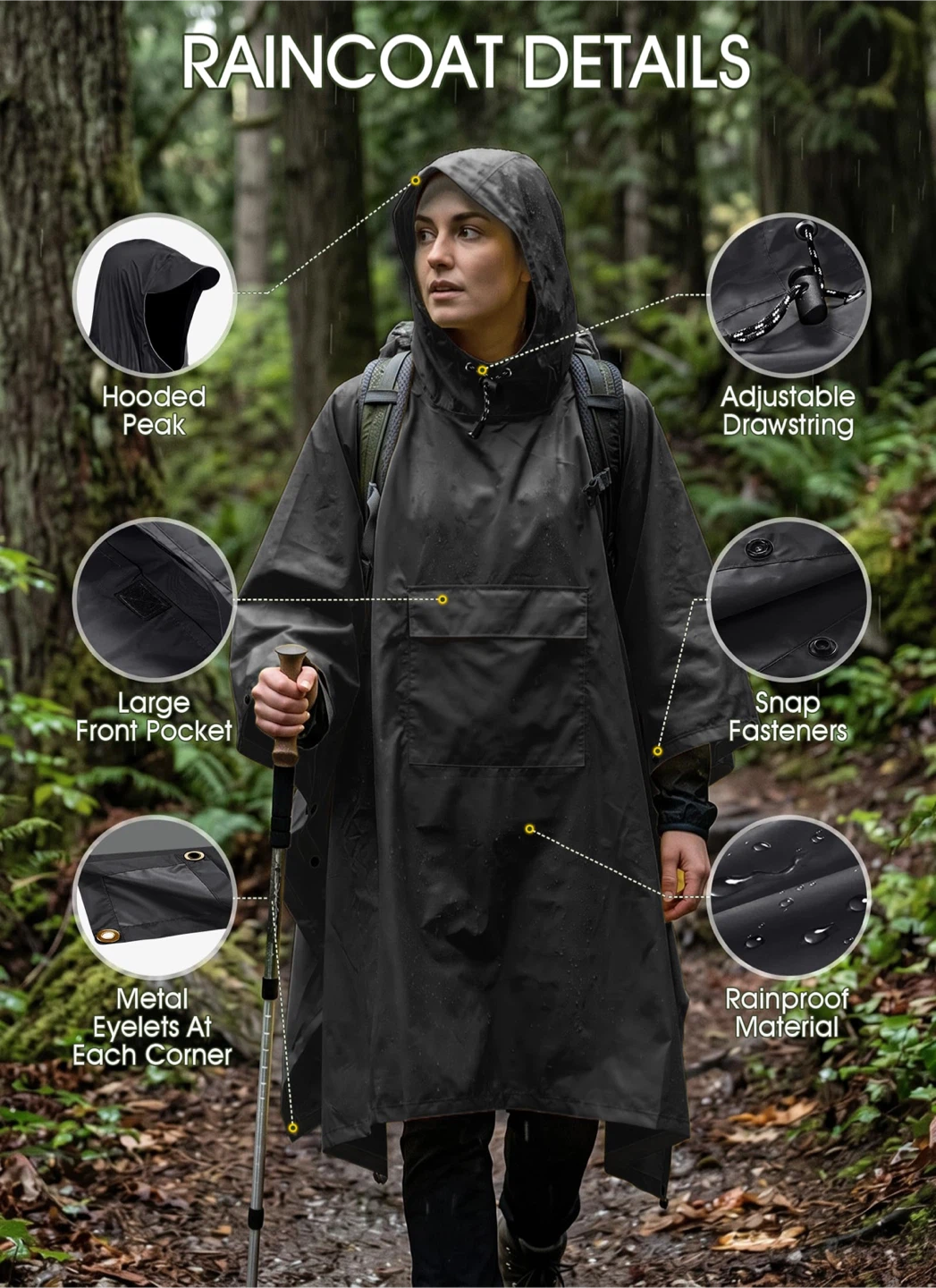 Tomshoo 3-in-1 Waterproof Rain Poncho - photo 4