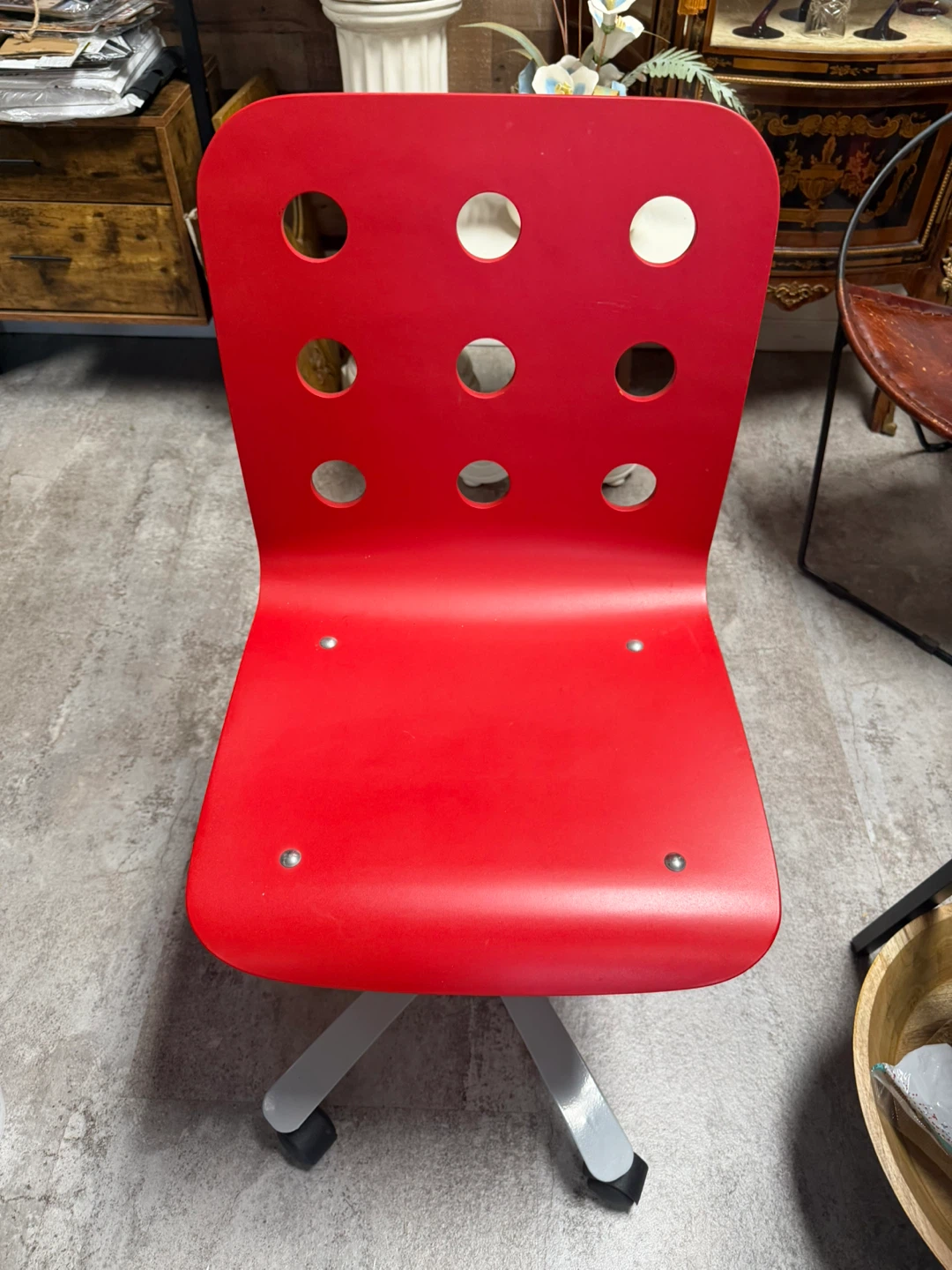 Red IKEA Task Chair With Wheels