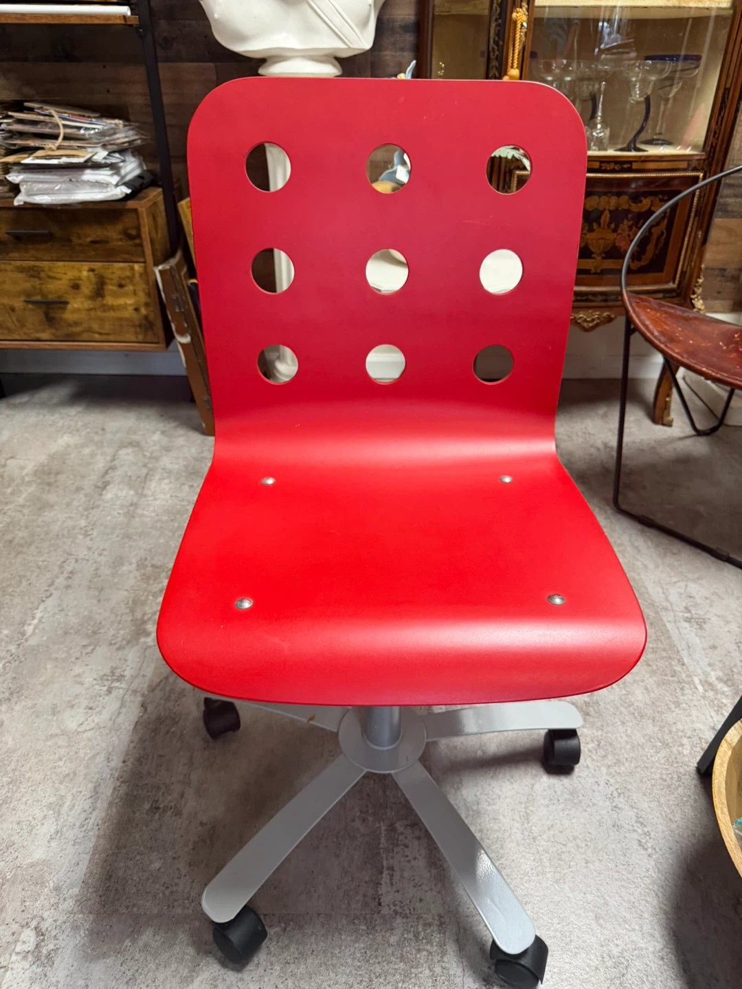 Red IKEA Task Chair With Wheels - photo 2