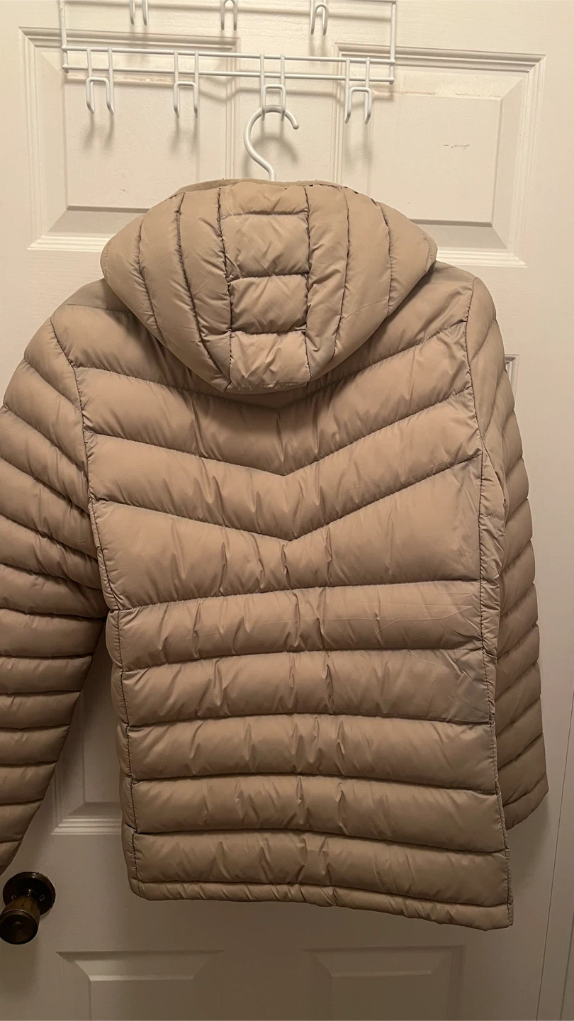 Beige Puffer Jacket with Hood - photo 2