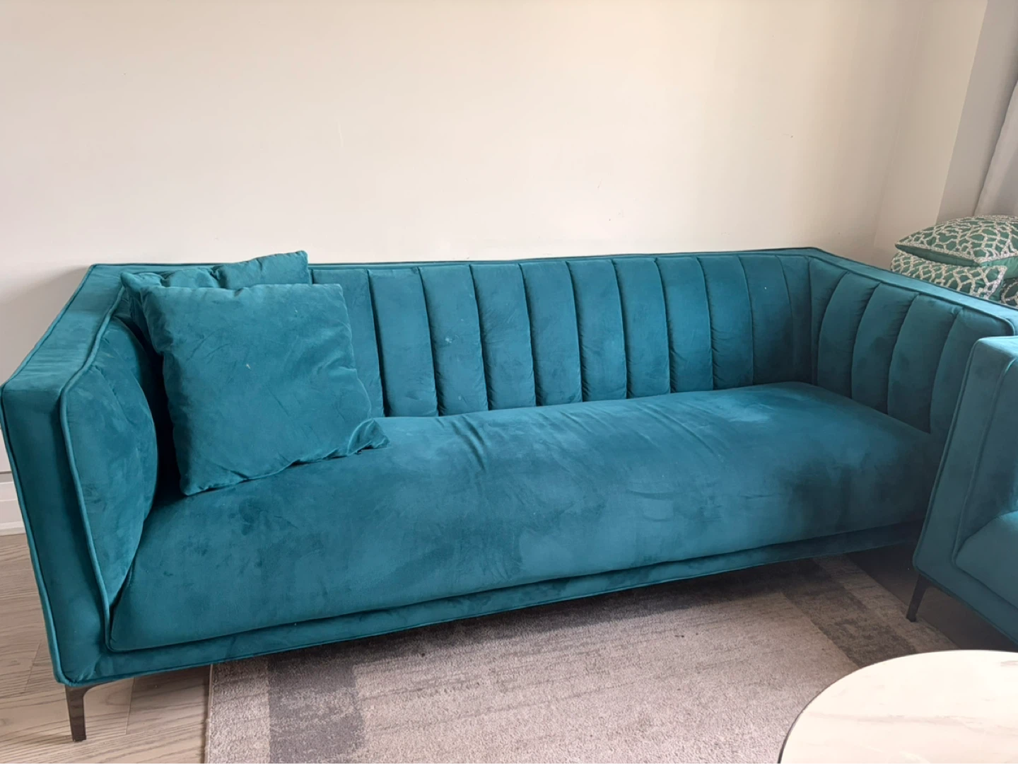 Teal Velvet Sofa - photo 2
