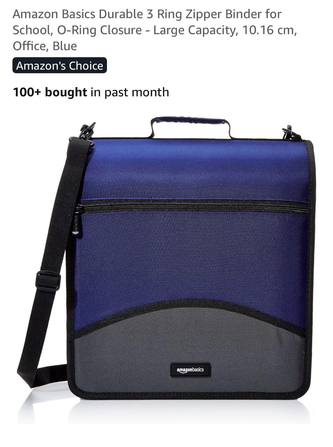 Amazon Basics 3-Ring Zipper Binder