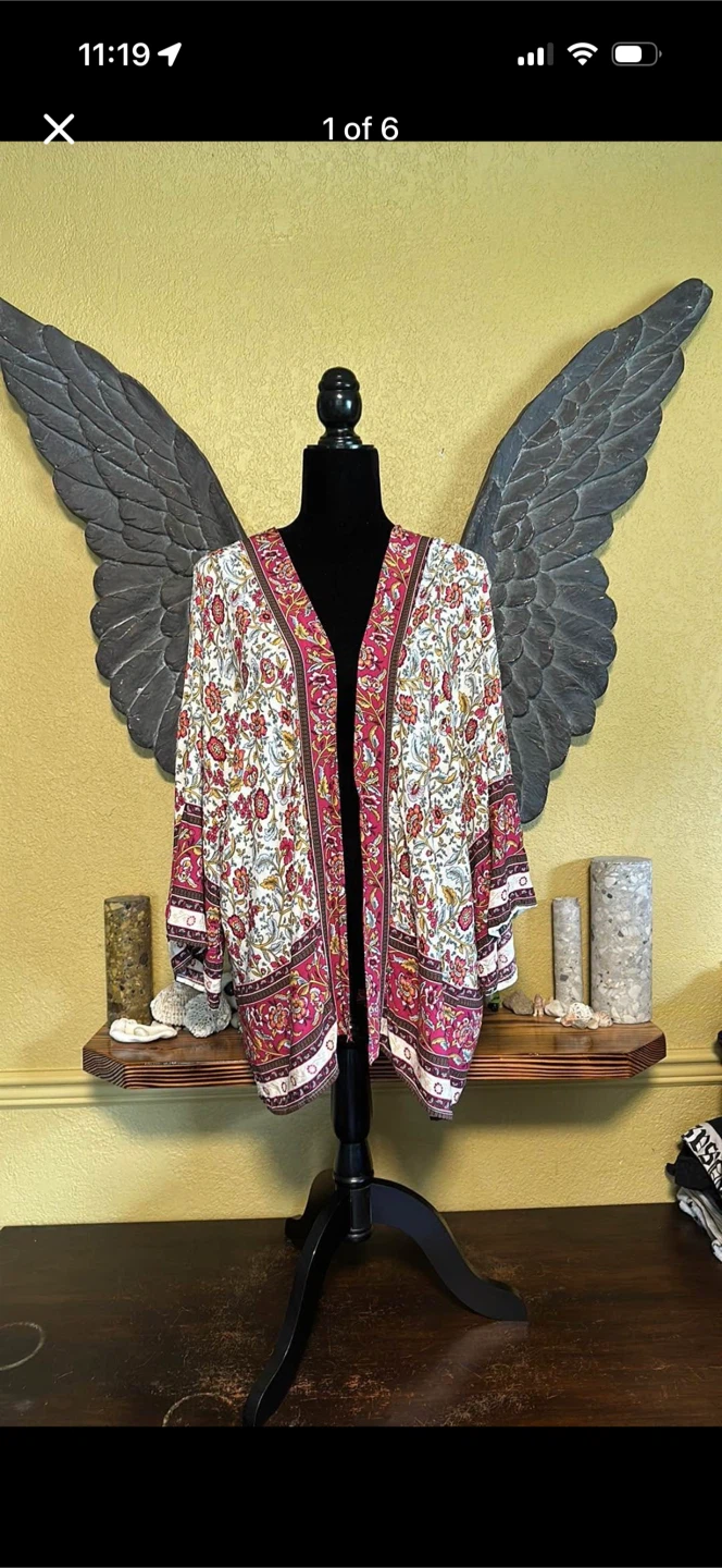 SHEIN Open Front Floral Kimono Style Cardigan