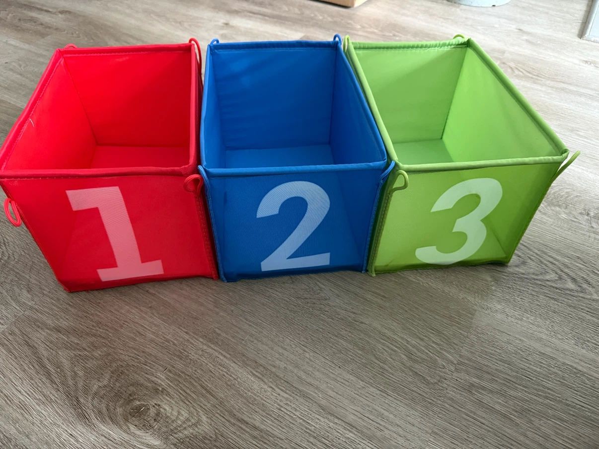 Set of 3 Collapsible Storage Bins with Numbers