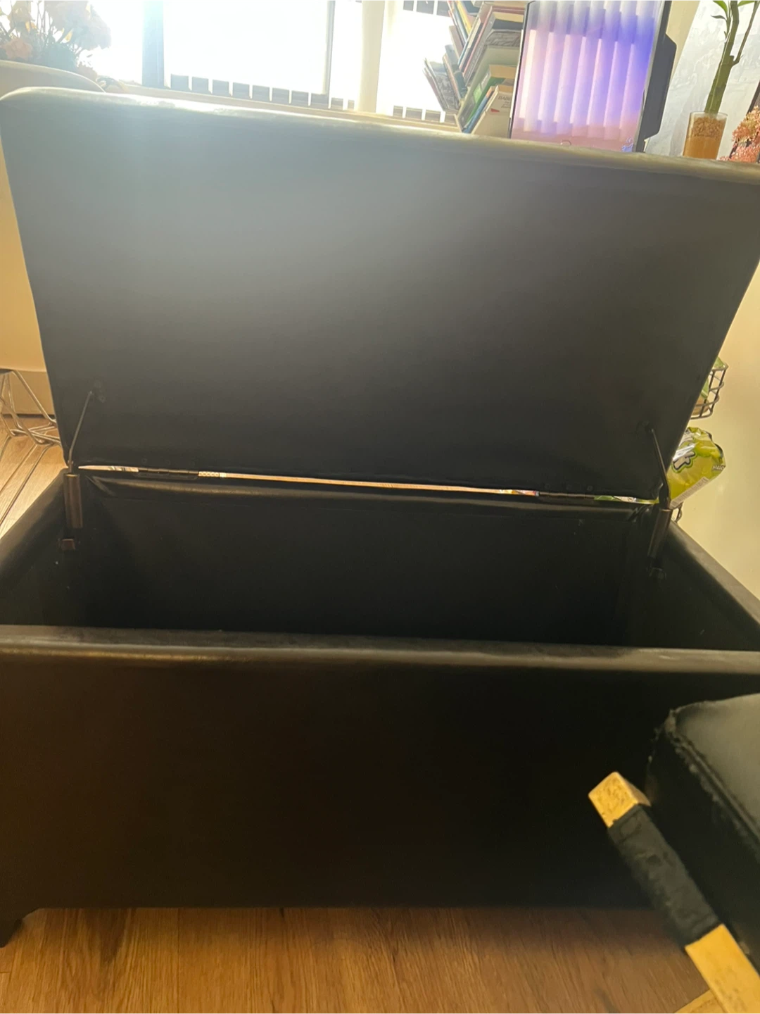Black Leather Storage Ottoman - photo 3