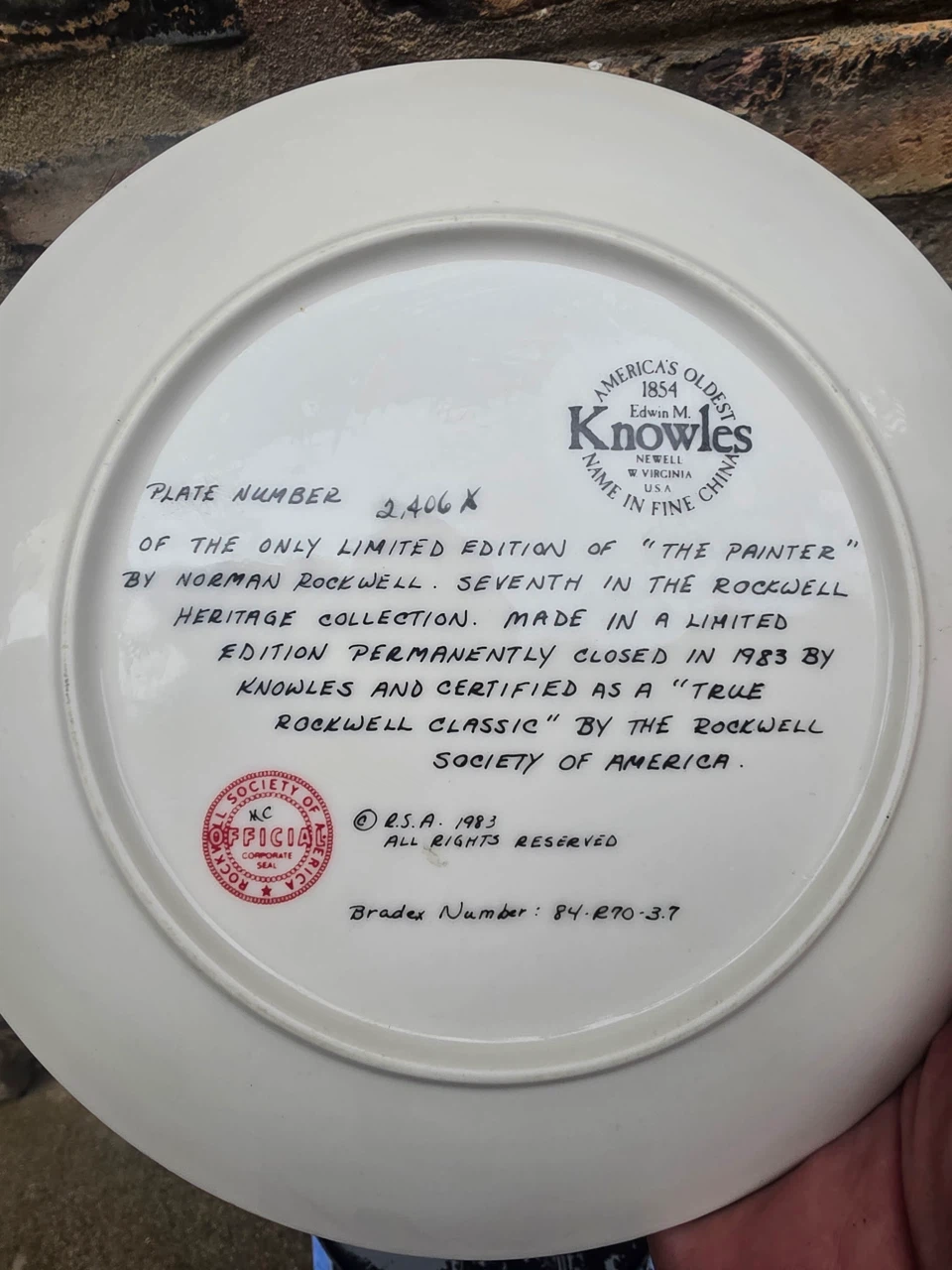 Edwin M. Knowles The Painter Norman Rockwell Plate - photo 2