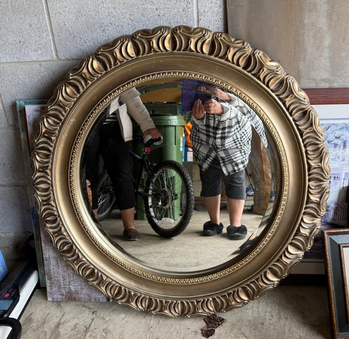 Large Round Decorative Gold Wall Mirror - photo 2