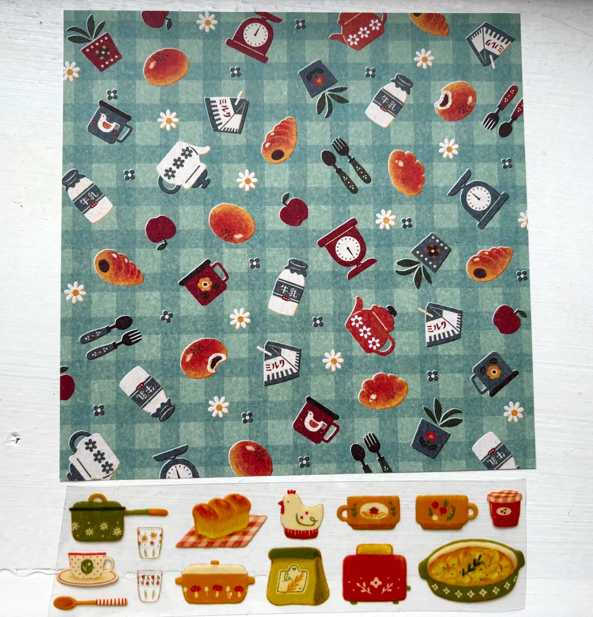 Kitchen Themed Scrapbook Paper and Sticker Set 🏈