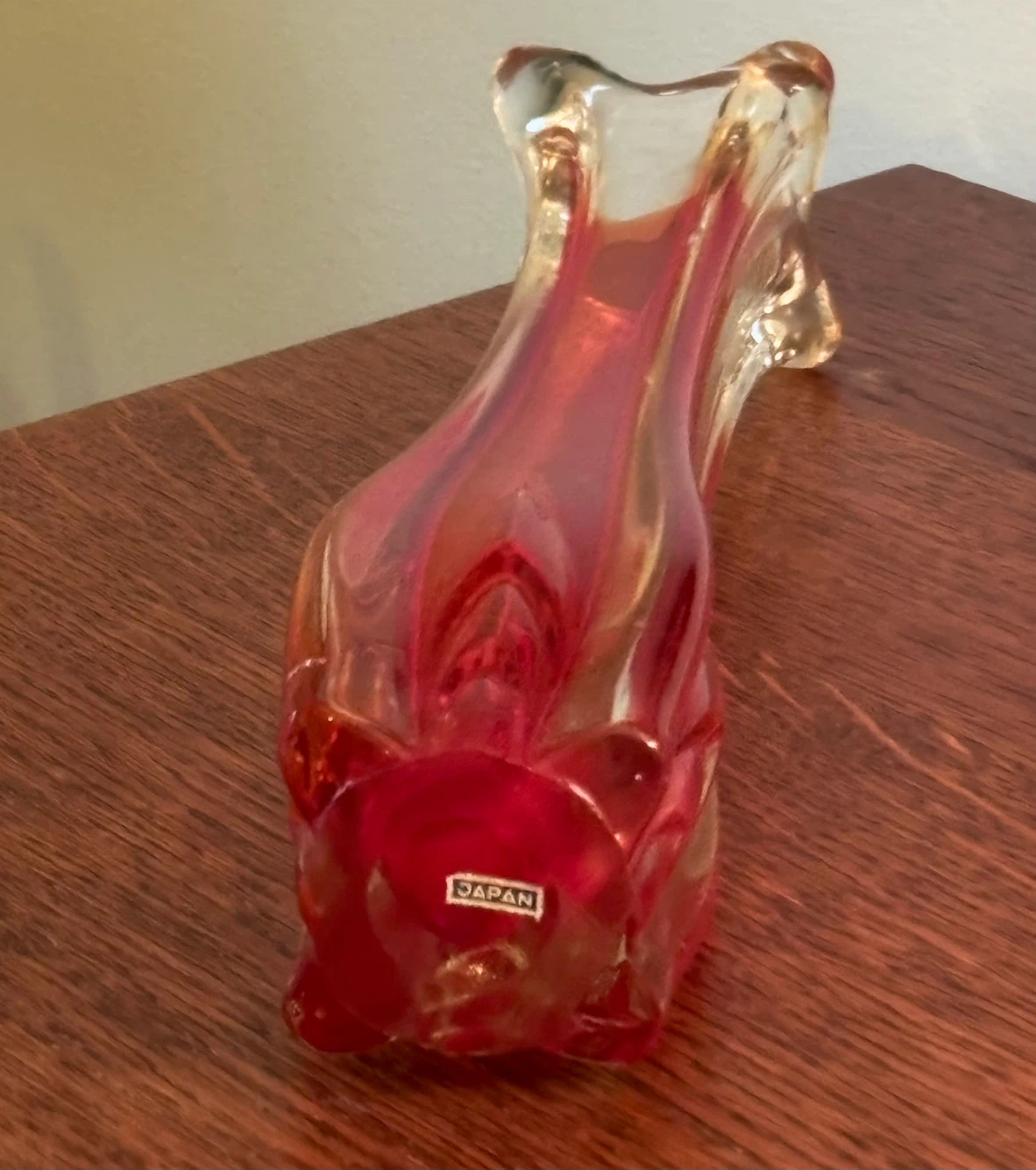 Vintage MCM Red Swung Glass Vase - photo 4
