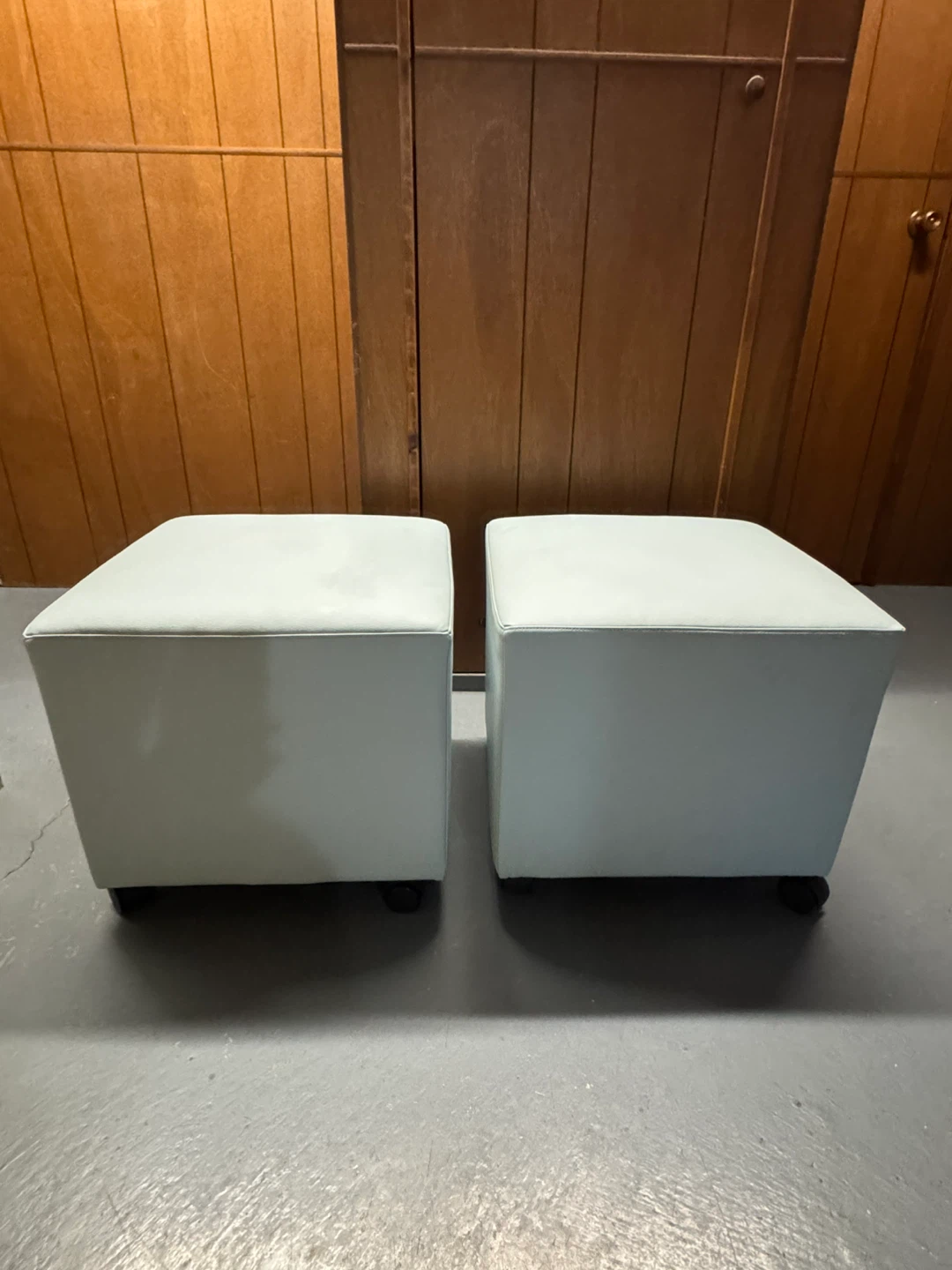 Pair of Upholstered Ottomans with Casters – Made in Canada