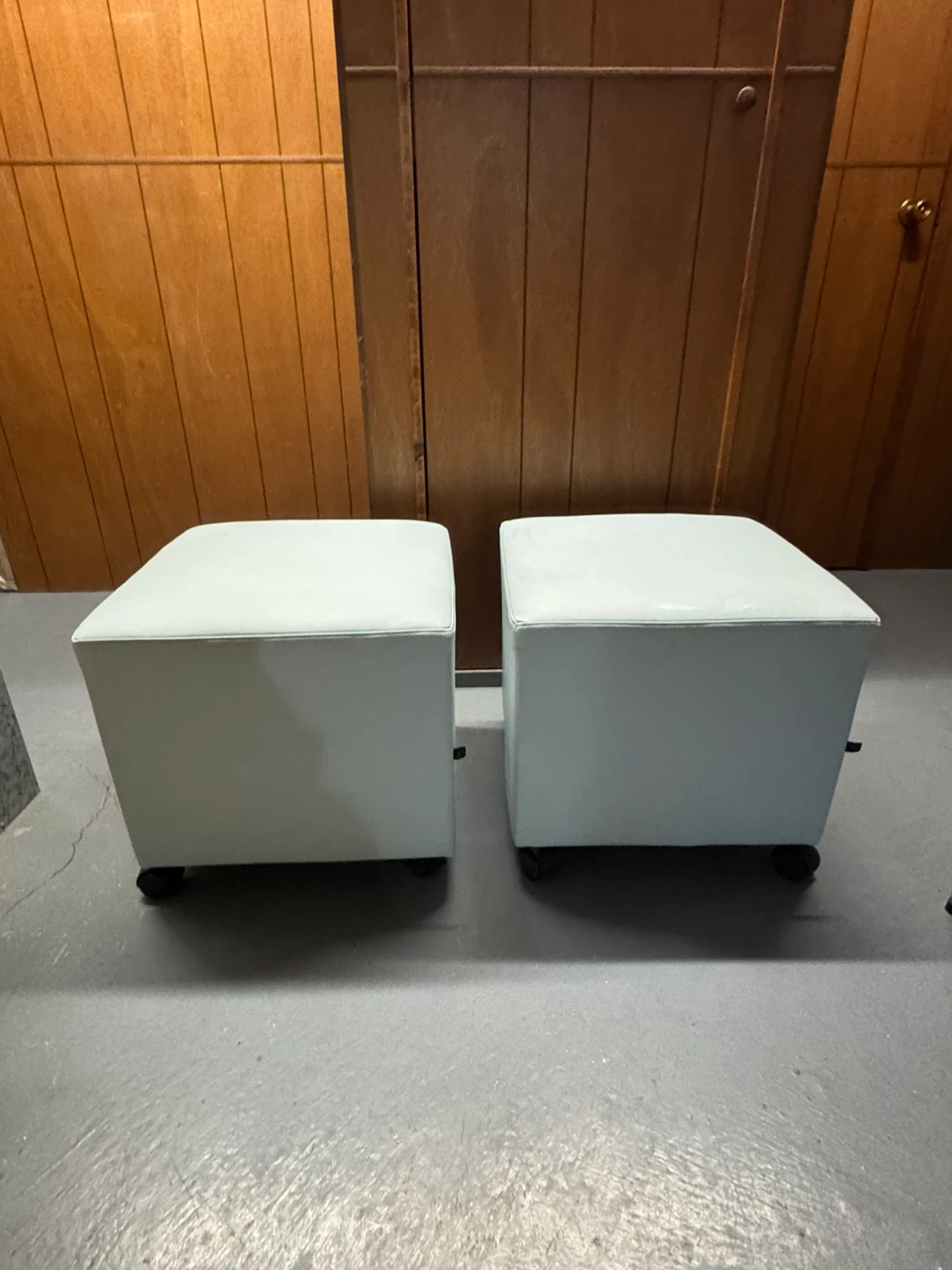 Pair of Upholstered Ottomans with Casters – Made in Canada - photo 3