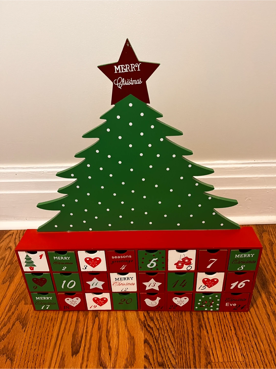 Wooden Christmas Advent Calendar with individual drawers