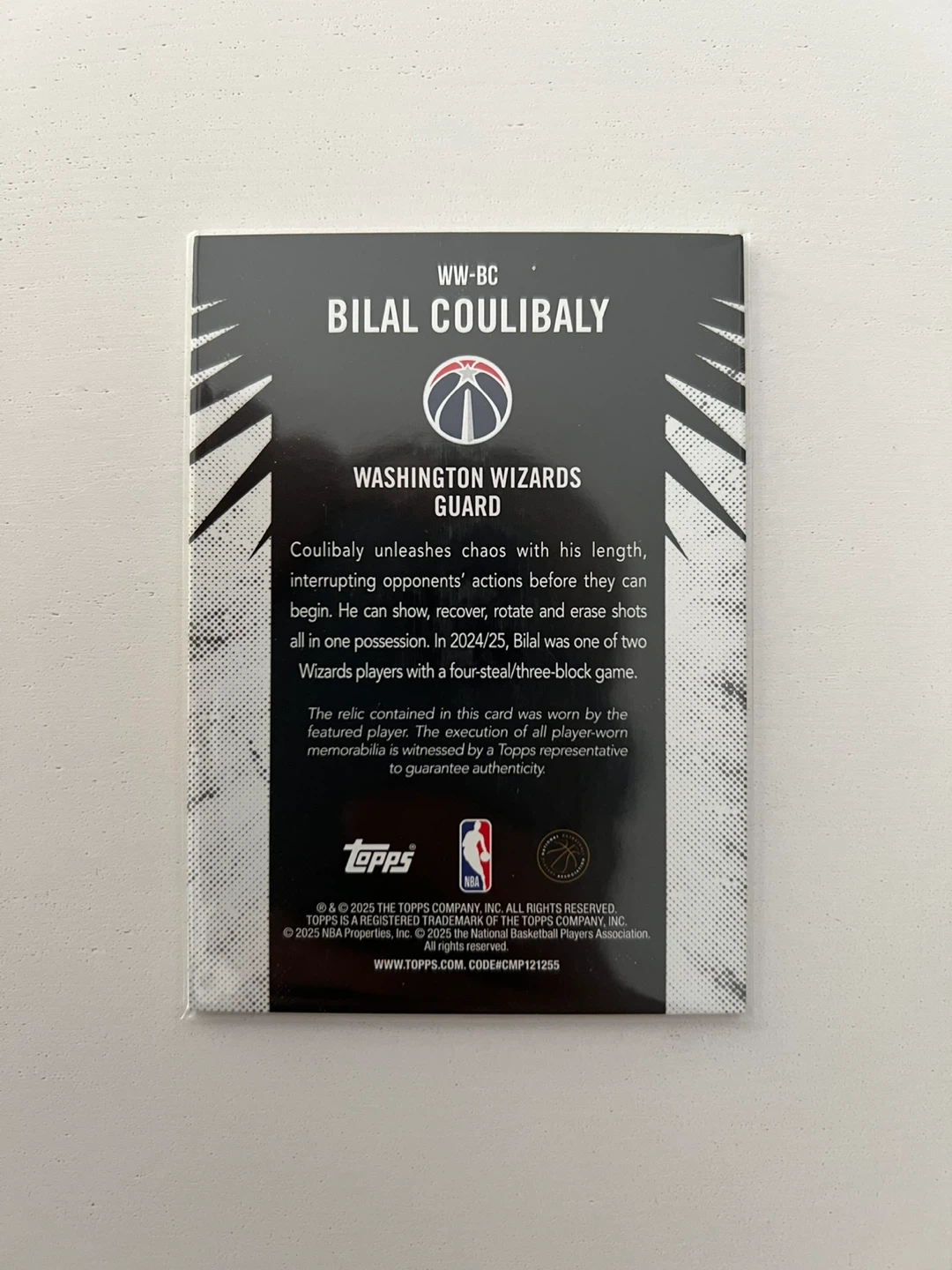 2025 Topps Woven Wonders Relics Bilal Coulibaly Card - photo 2