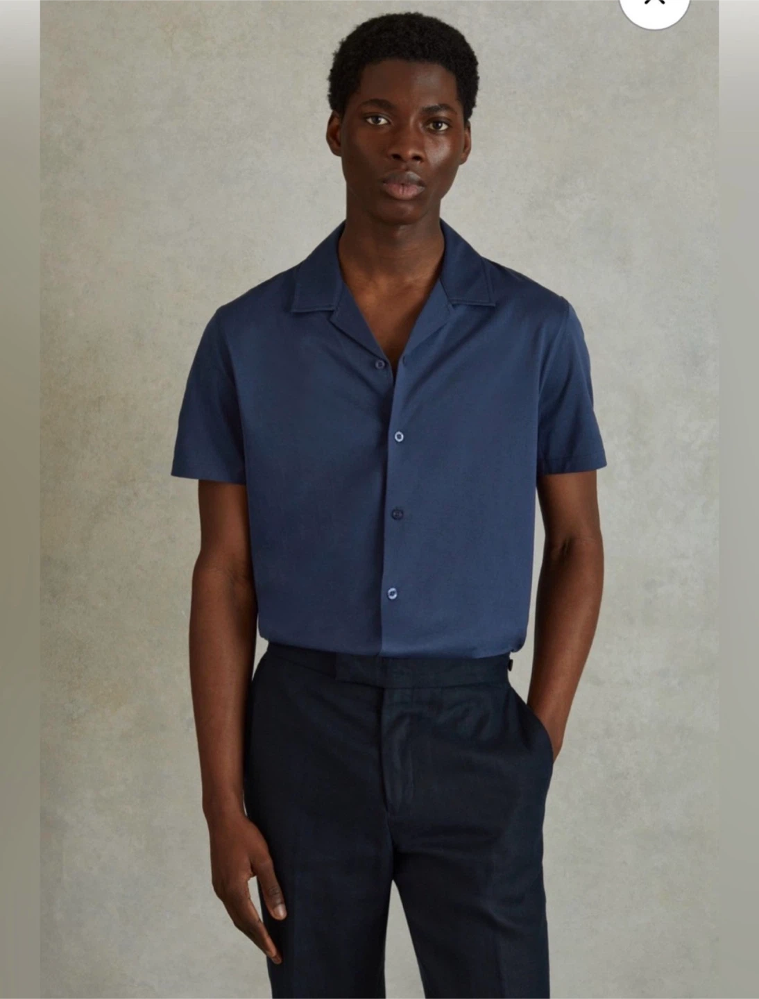 REISS Caspa - Mercerised 100% Cotton Jersey Cuban Collar Shirt
