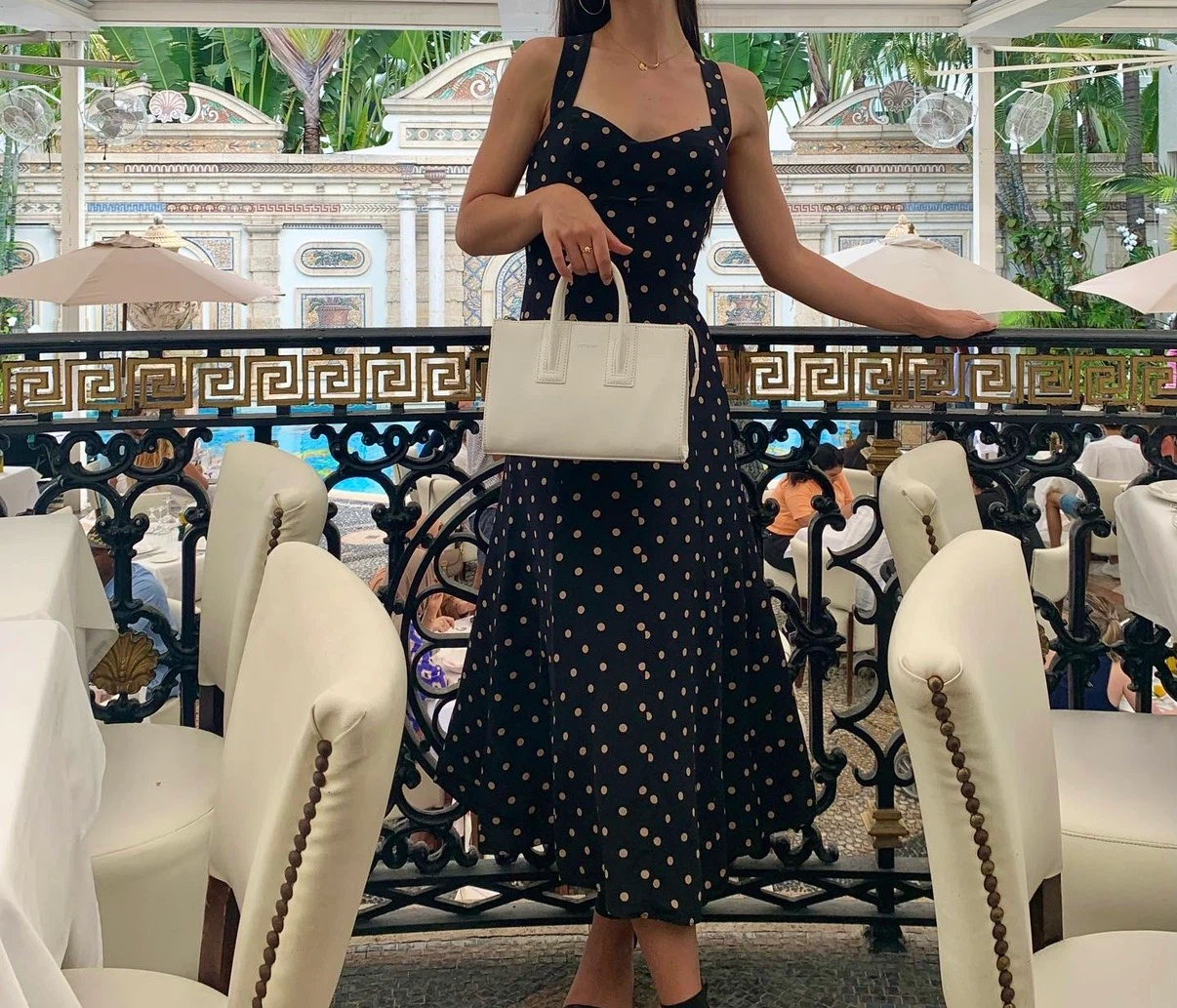 100% silk polka dot midi dress