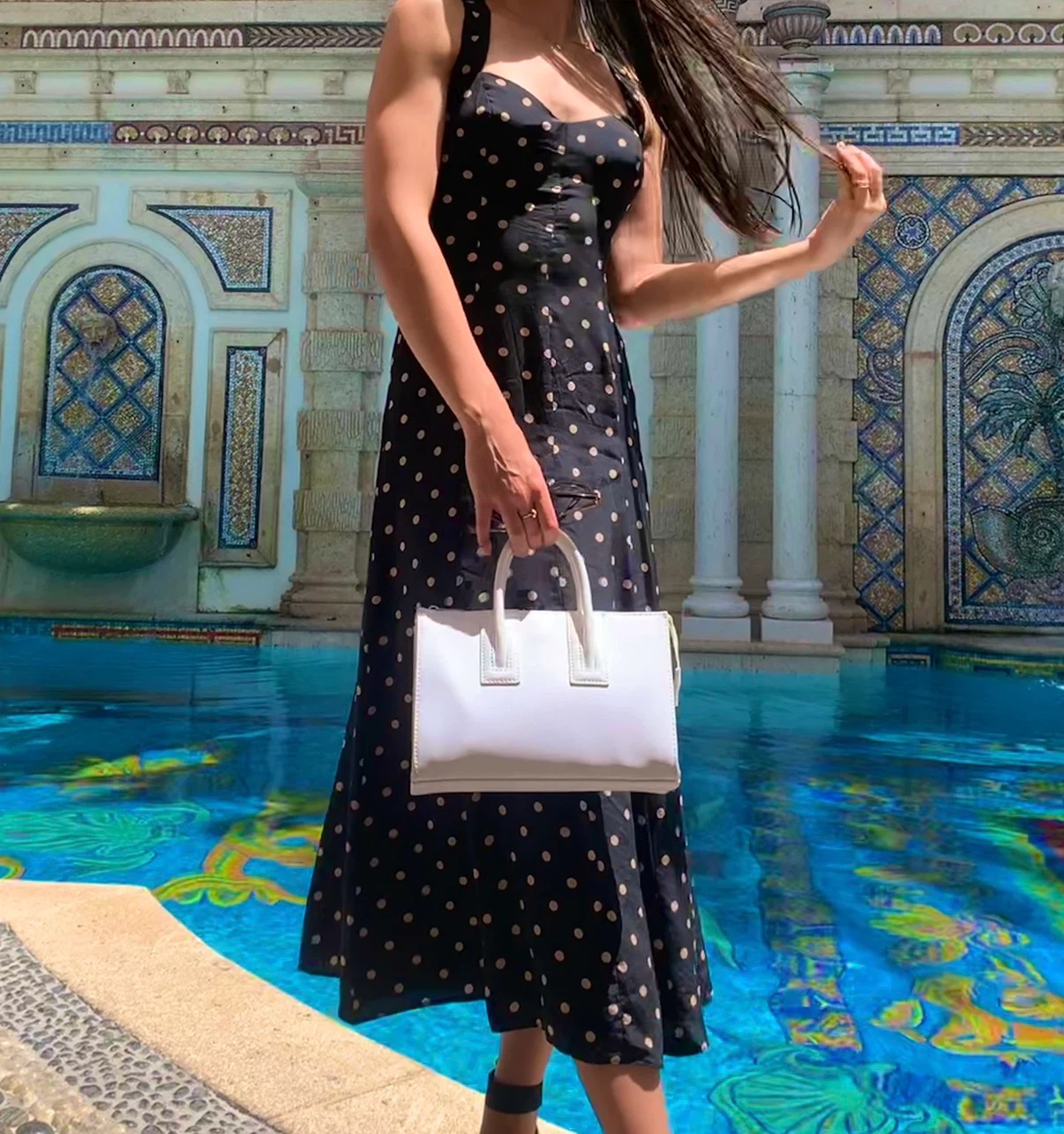 100% silk polka dot midi dress - photo 2