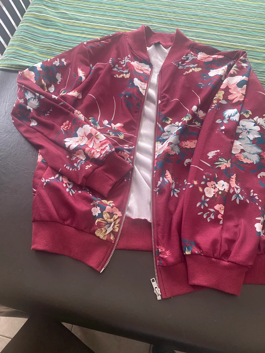 SHEIN Floral Bomber Jacket - Size Large