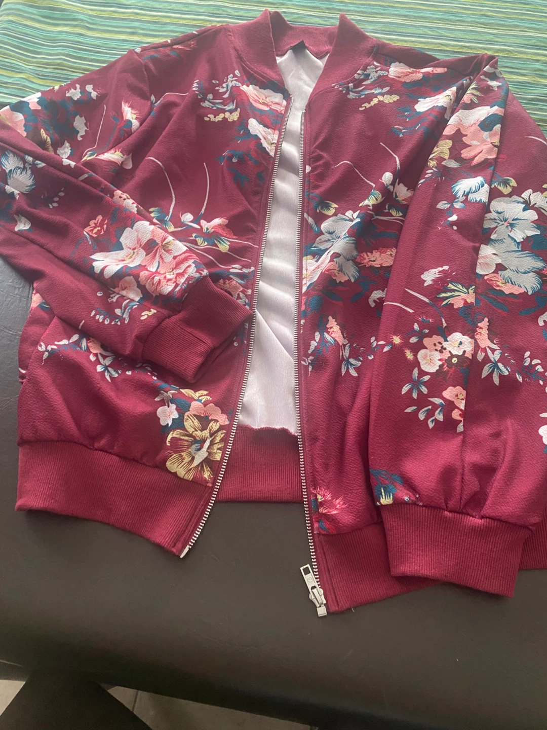 SHEIN Floral Bomber Jacket - Size Large - photo 2
