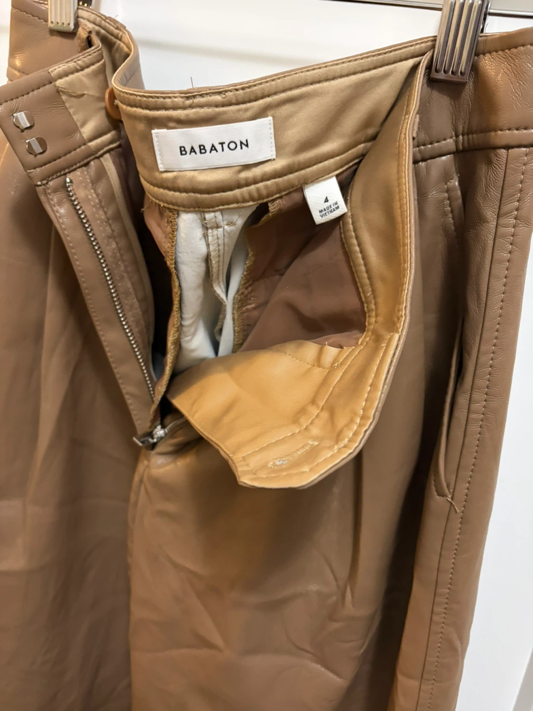 Babaton Brown Leather Pants Size 4