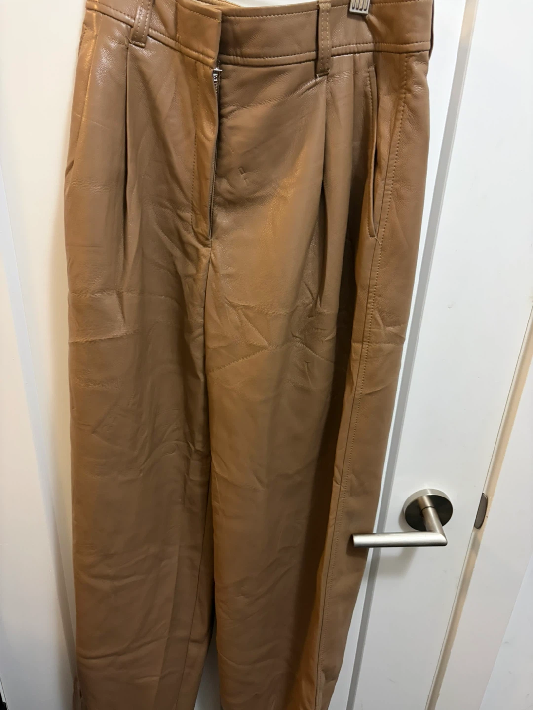Babaton Brown Leather Pants Size 4 - photo 2