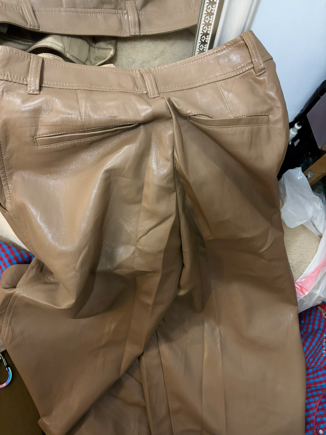 Babaton Brown Leather Pants Size 4 - photo 3