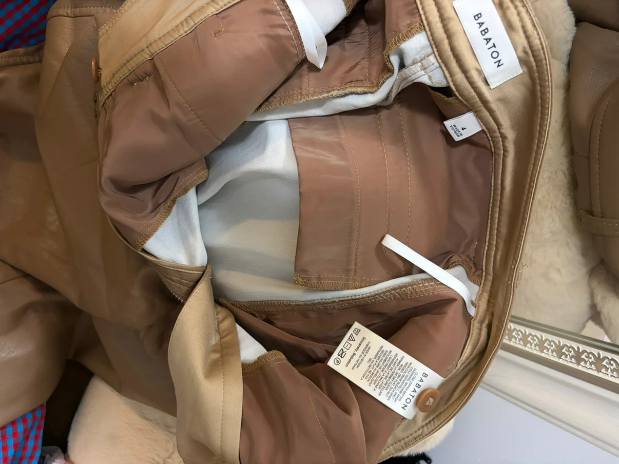 Babaton Brown Leather Pants Size 4 - photo 4