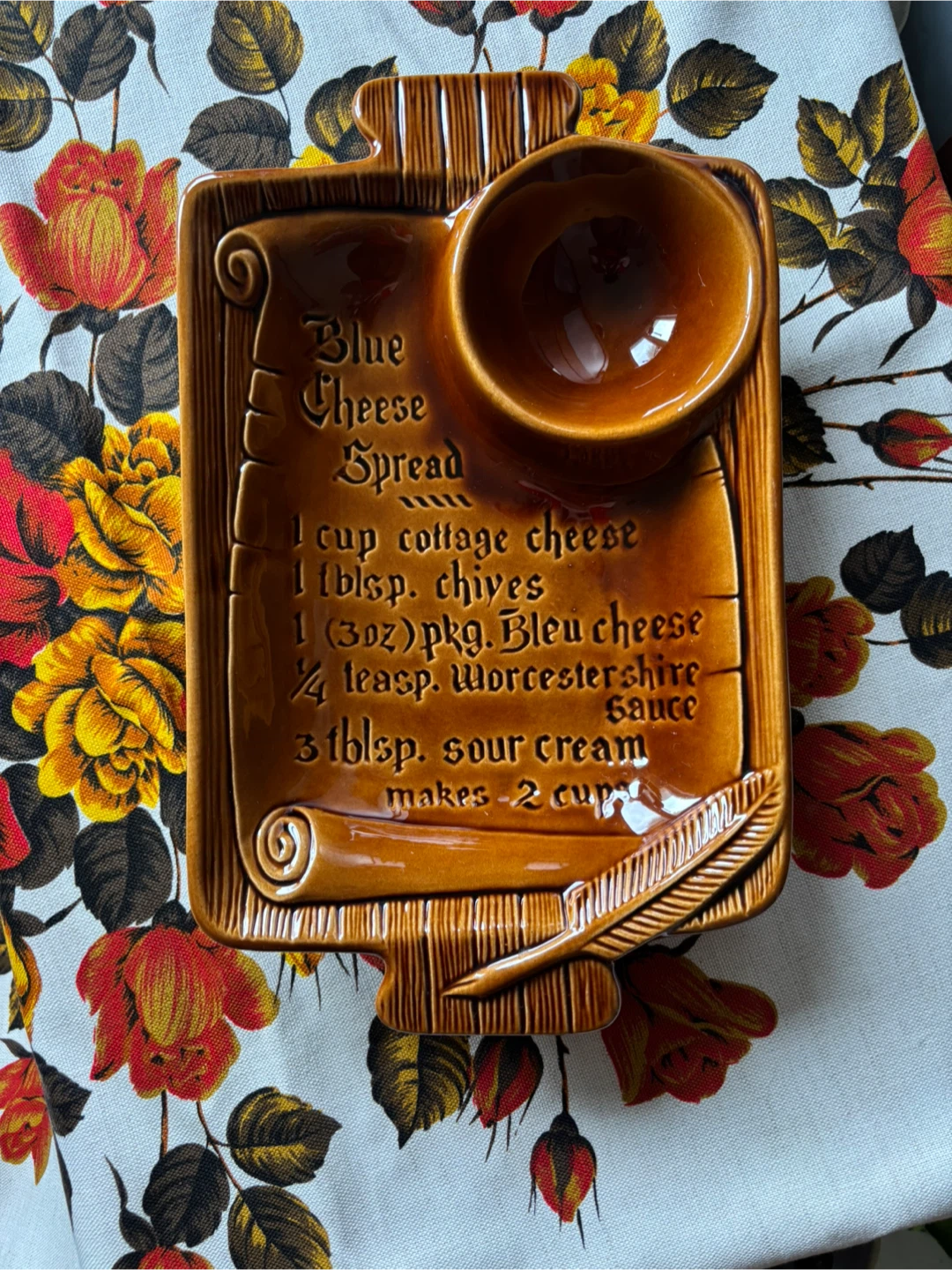 Vintage Calif. USA Blue Cheese Spread Ceramic Serving Dish