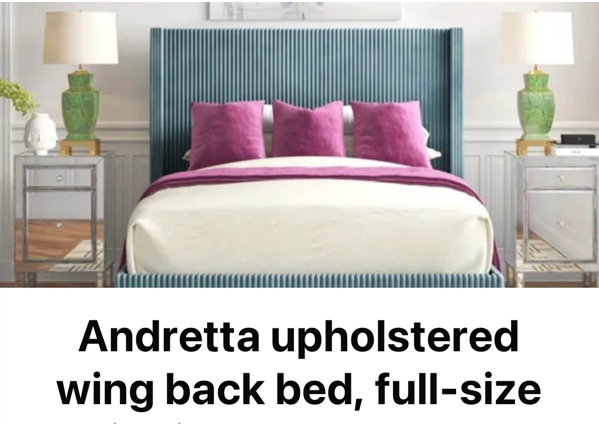 Andretta Upholstered Wing Back Full Size Bed - photo 3