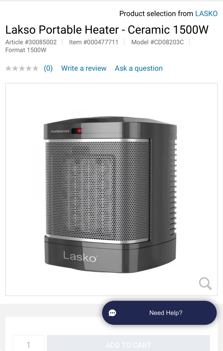 Room Heater - Lakso 1500W (Safe for bathrooms)