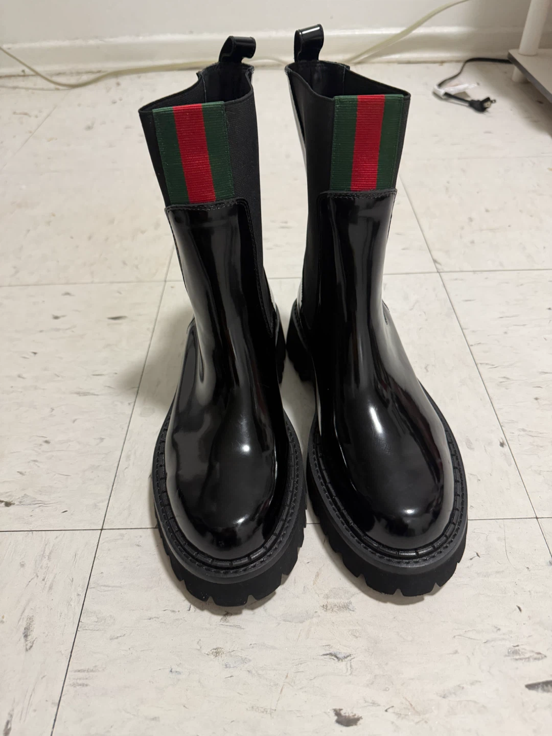 Gucci Black Patent Chelsea Boots