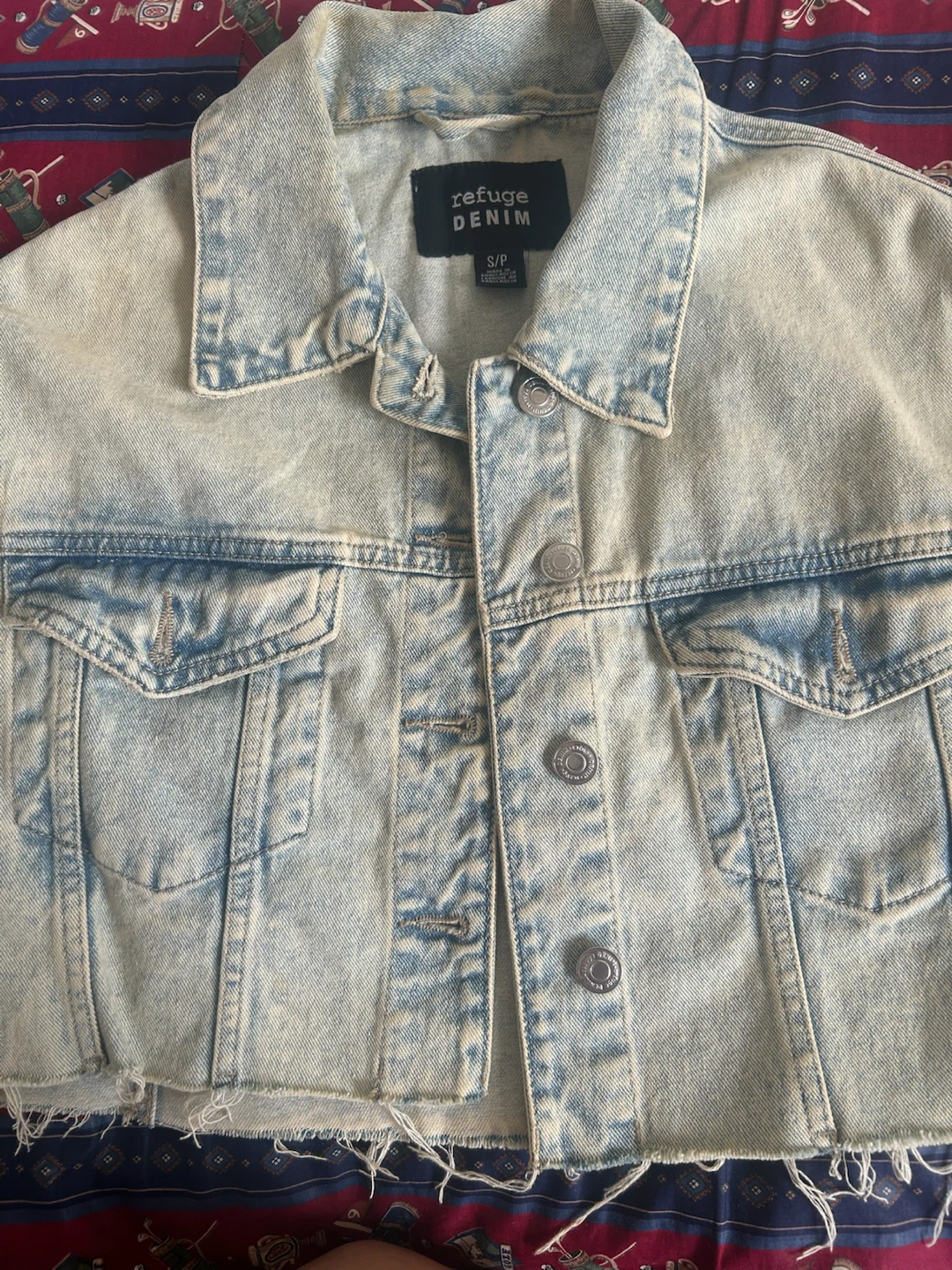 Denim Light Wash Cropped Jacket - photo 2