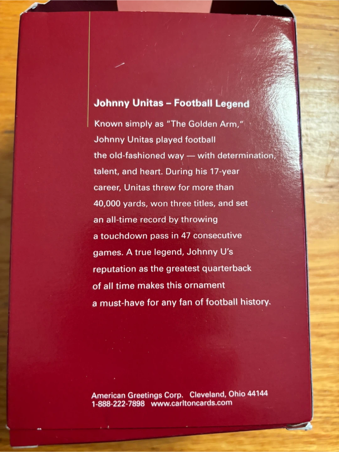 Johnny Unitas Football Legend Ornament - photo 4