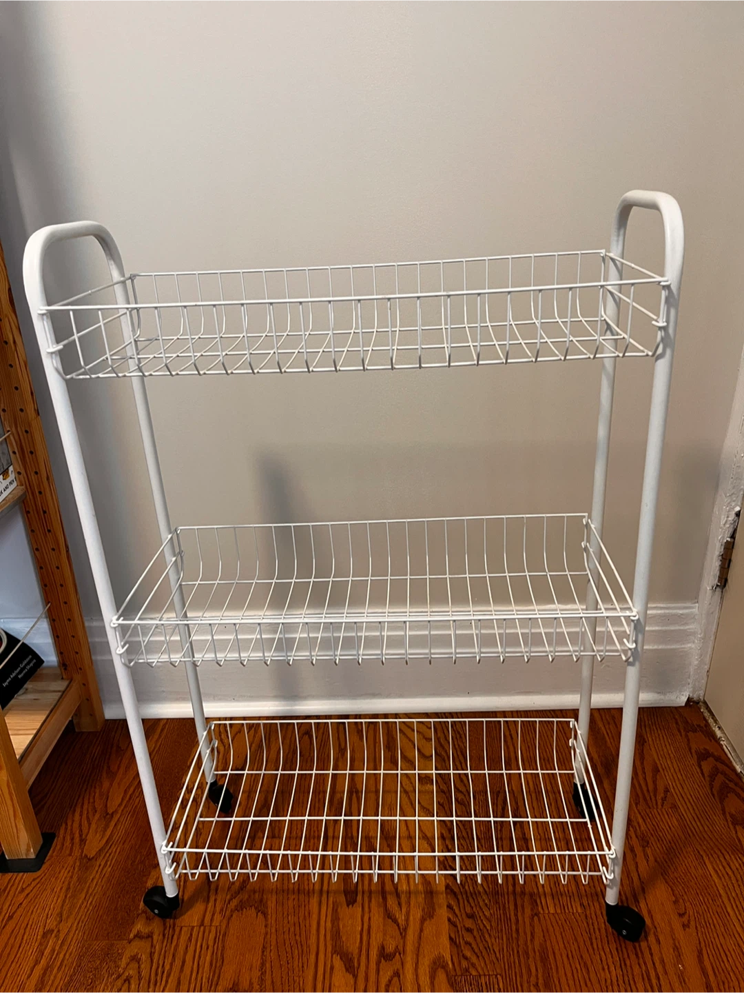 White 3-Tier Metal Rolling Storage Cart