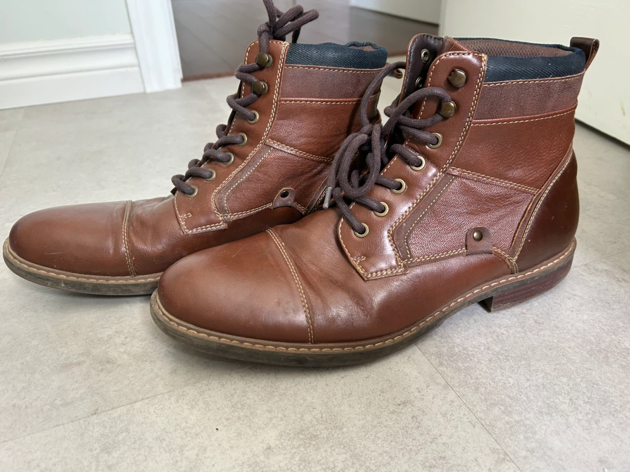 Men’s Graham Cognac Lace-Up Ankle Boots – Very Good Condition