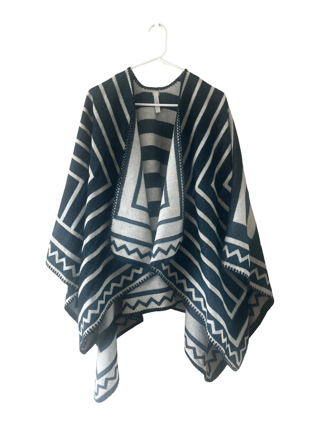 🏈 LOFT Geometric Boho Open Front Poncho Wrap – One Size (OS) - photo 2