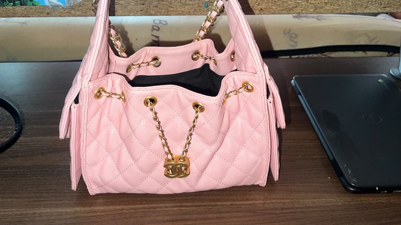 chanel 25 mini handbag grained calfskin & gold tone metal pink