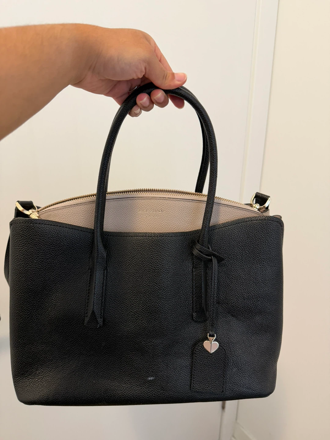 Kate Spade Margaux Leather Satchel (Black & Taupe)