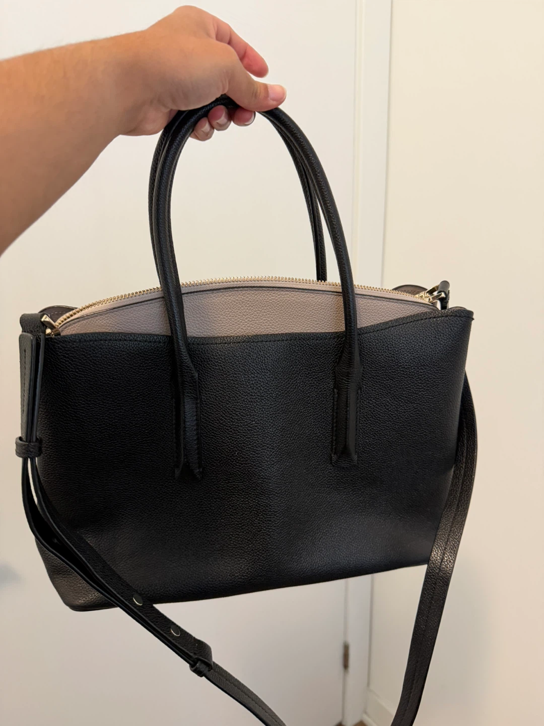 Kate Spade Margaux Leather Satchel (Black & Taupe) - photo 2