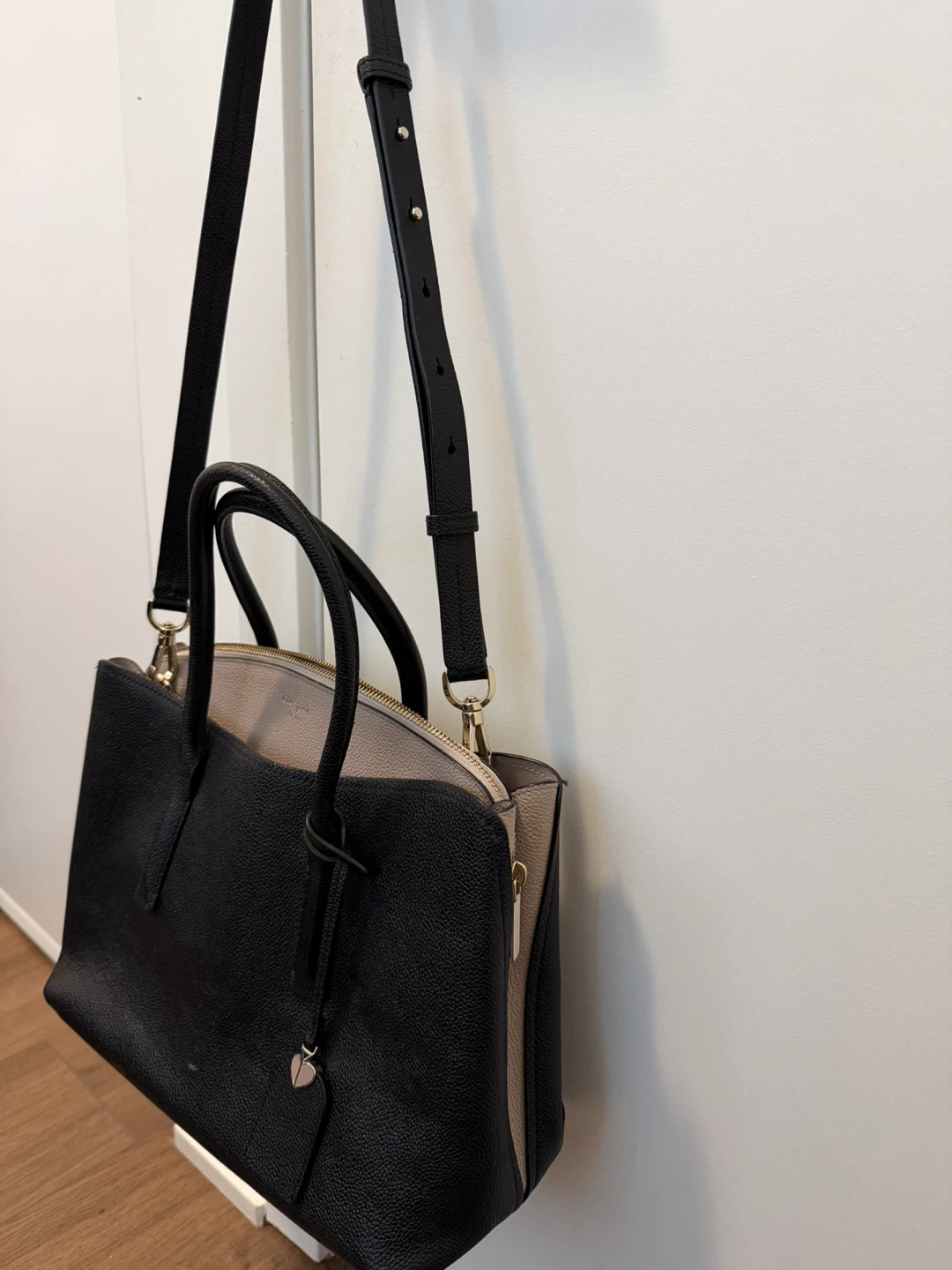 Kate Spade Margaux Leather Satchel (Black & Taupe) - photo 3