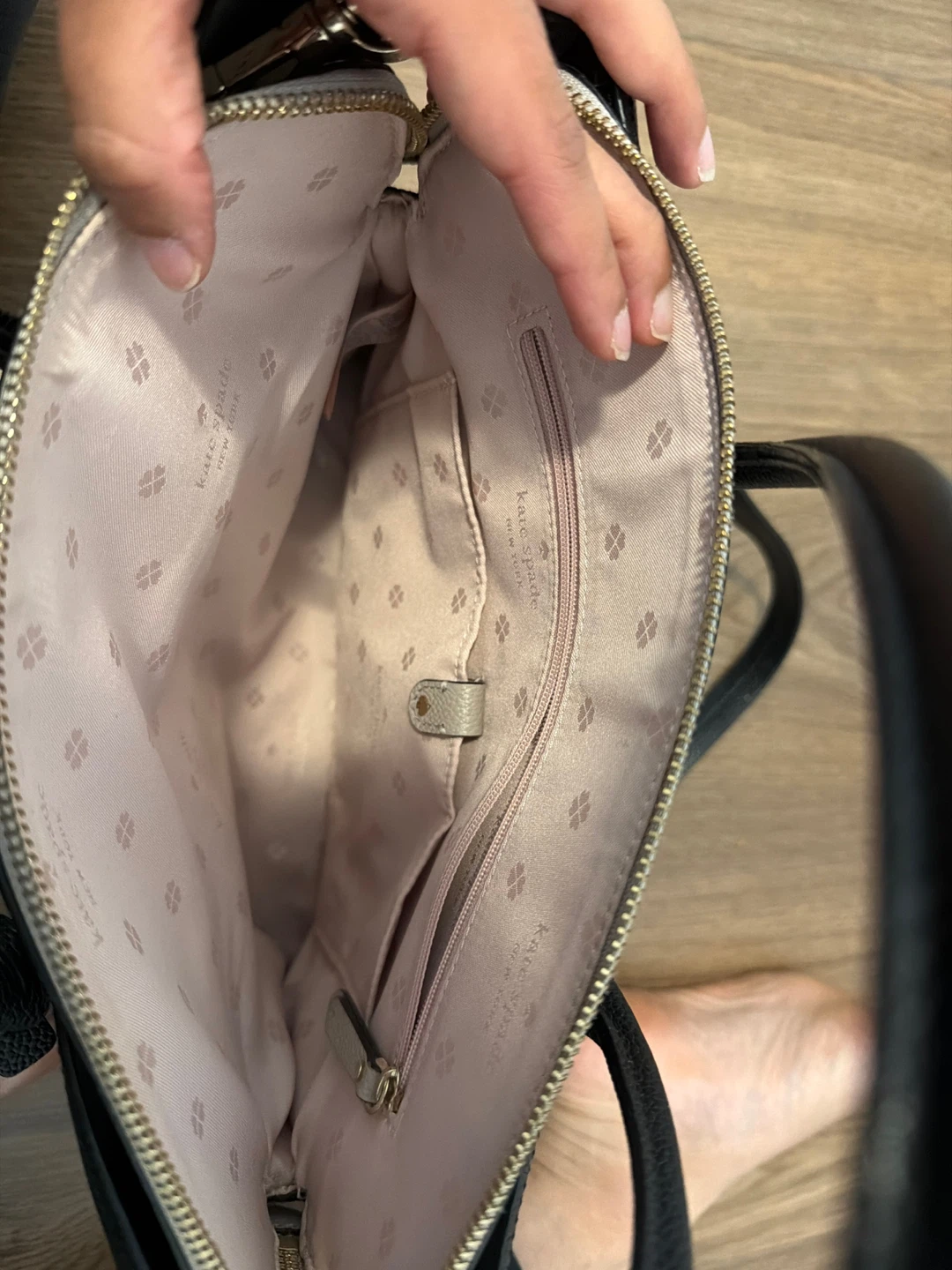 Kate Spade Margaux Leather Satchel (Black & Taupe) - photo 5