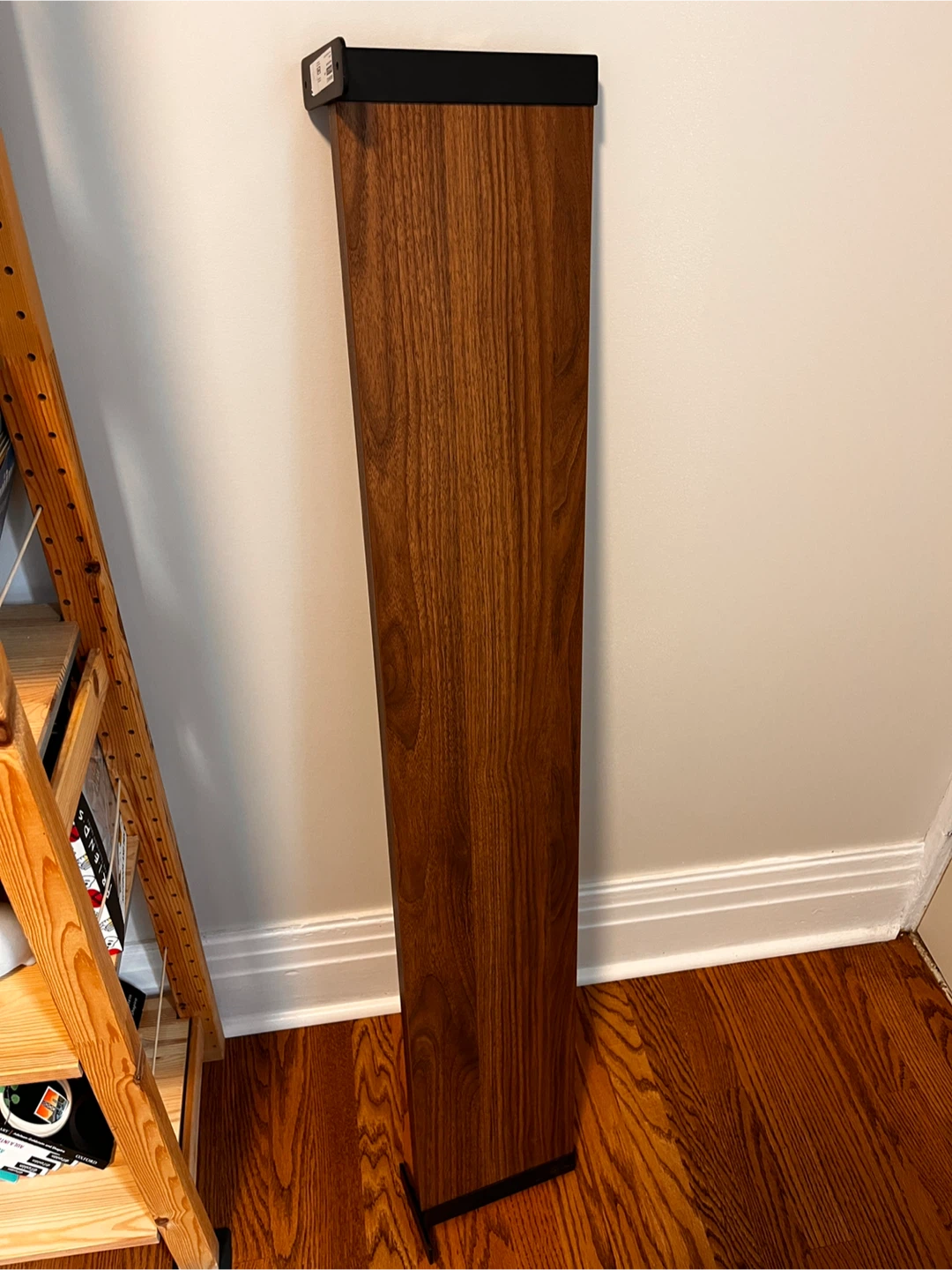 IKEA walnut wooden wall shelf with two brackets